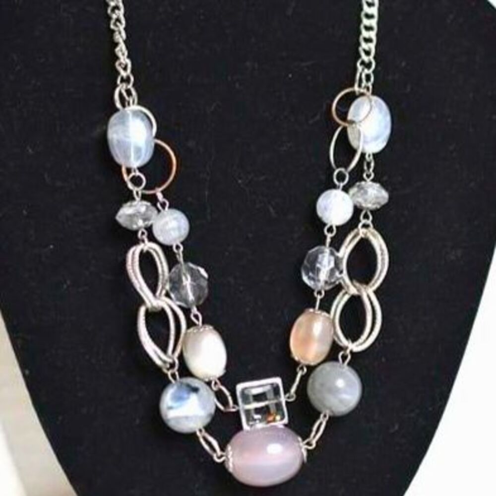 Gorgeous Boho Statement Fashion Color Glass Bead Center Rhinestone 18" Necklace